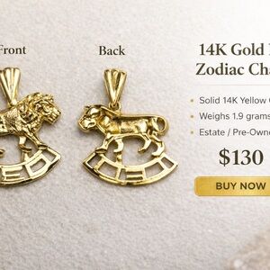 14K Gold Zodiac Charm Pendant LEO